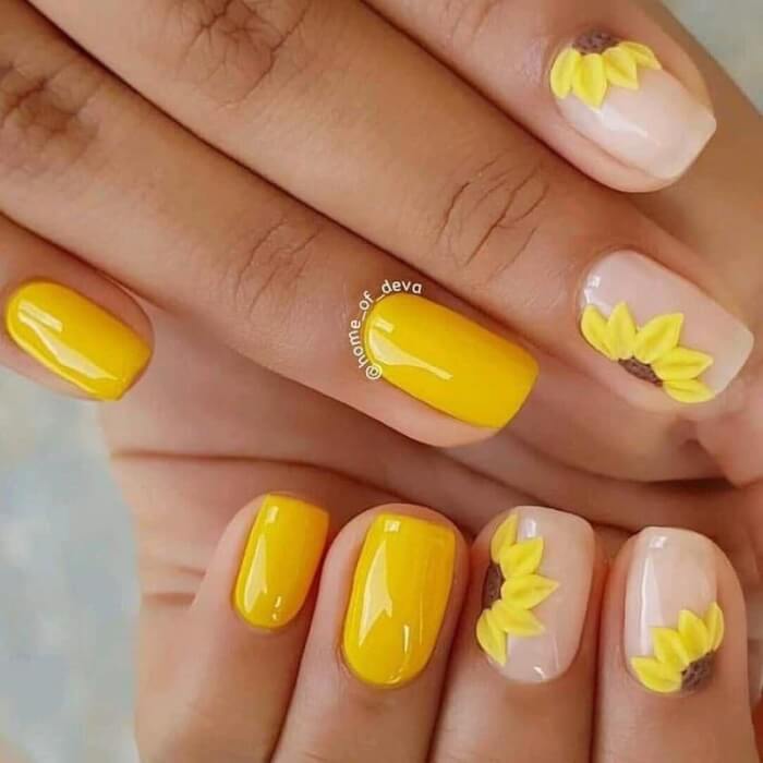 30 Attractive Sunflower Nails That Will Make Everyone Jealous - 203