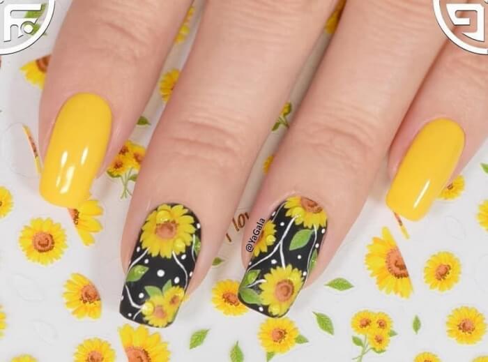 30 Attractive Sunflower Nails That Will Make Everyone Jealous - 215