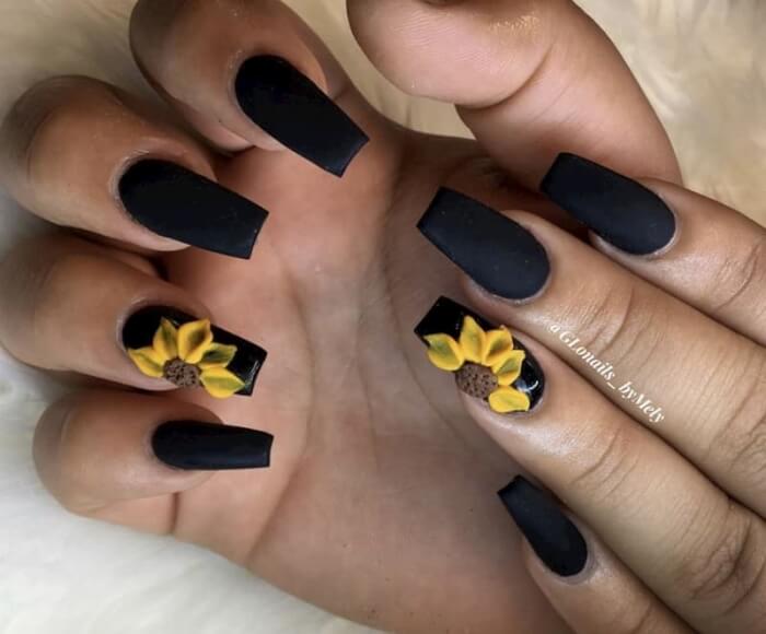 30 Attractive Sunflower Nails That Will Make Everyone Jealous - 219